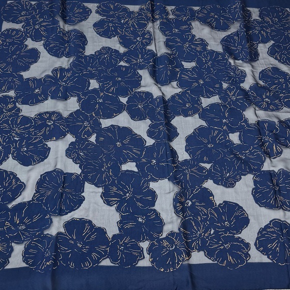 Vintage Sonia Rykiel Silk Floral Blue and White Scarf - Picture 1 of 11